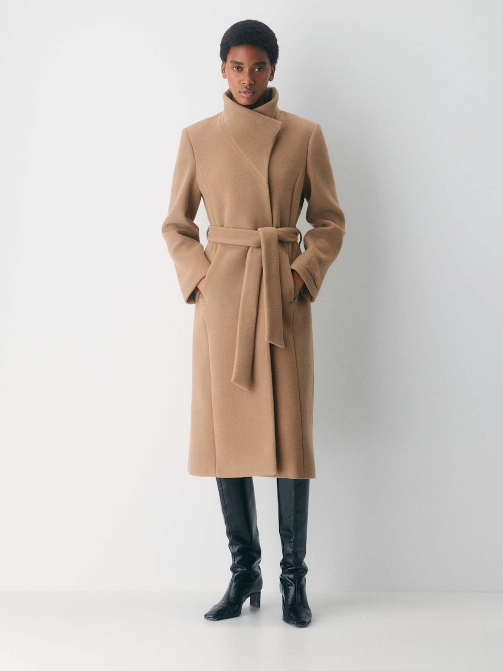 Aritzia Connor Camel Wrap Belted Soft Wool Cashmere Coat